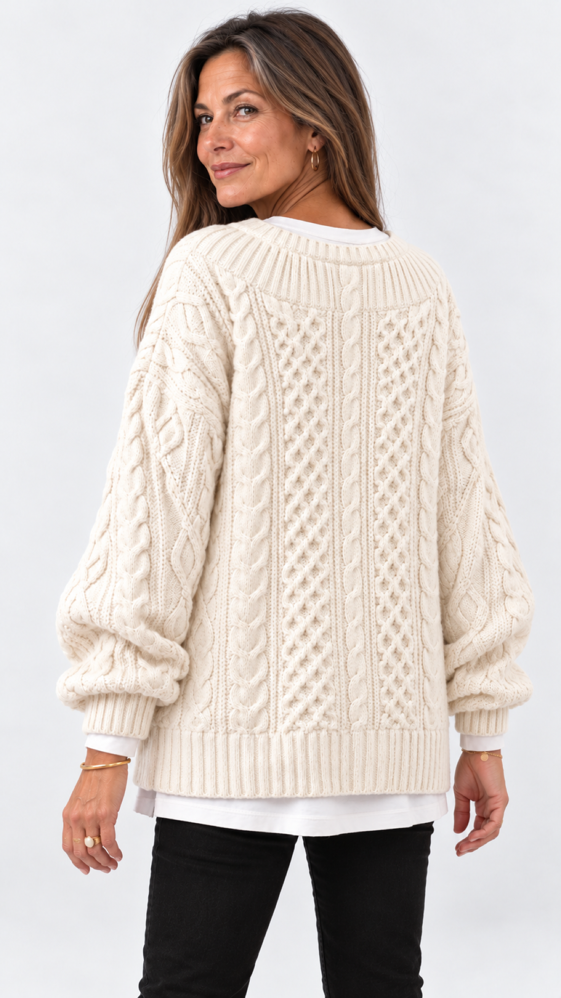 Stacy Oversize-Strickpullover – Weiß – Ansicht 3