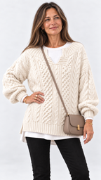 Stacy Oversize-Strickpullover – Weiß – Ansicht 5