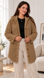 Damen Steppjacke mit Kapuze in Khaki – Innenraum Lifestyle