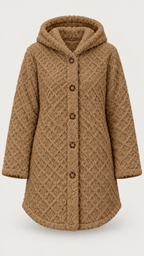 Damen Steppjacke mit Kapuze in Khaki – Produktansicht