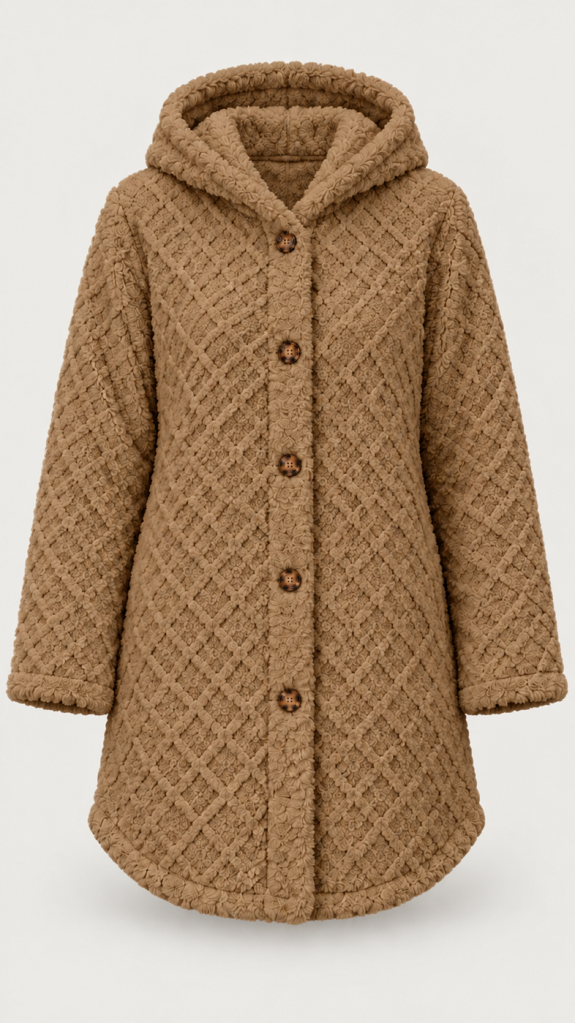 Damen Steppjacke mit Kapuze in Khaki – Produktansicht