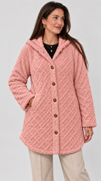Damen Steppjacke mit Kapuze in Rosa – Geschlossene Ansicht
