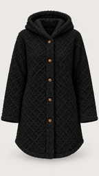 Damen Steppjacke mit Kapuze in Schwarz – Produktansicht