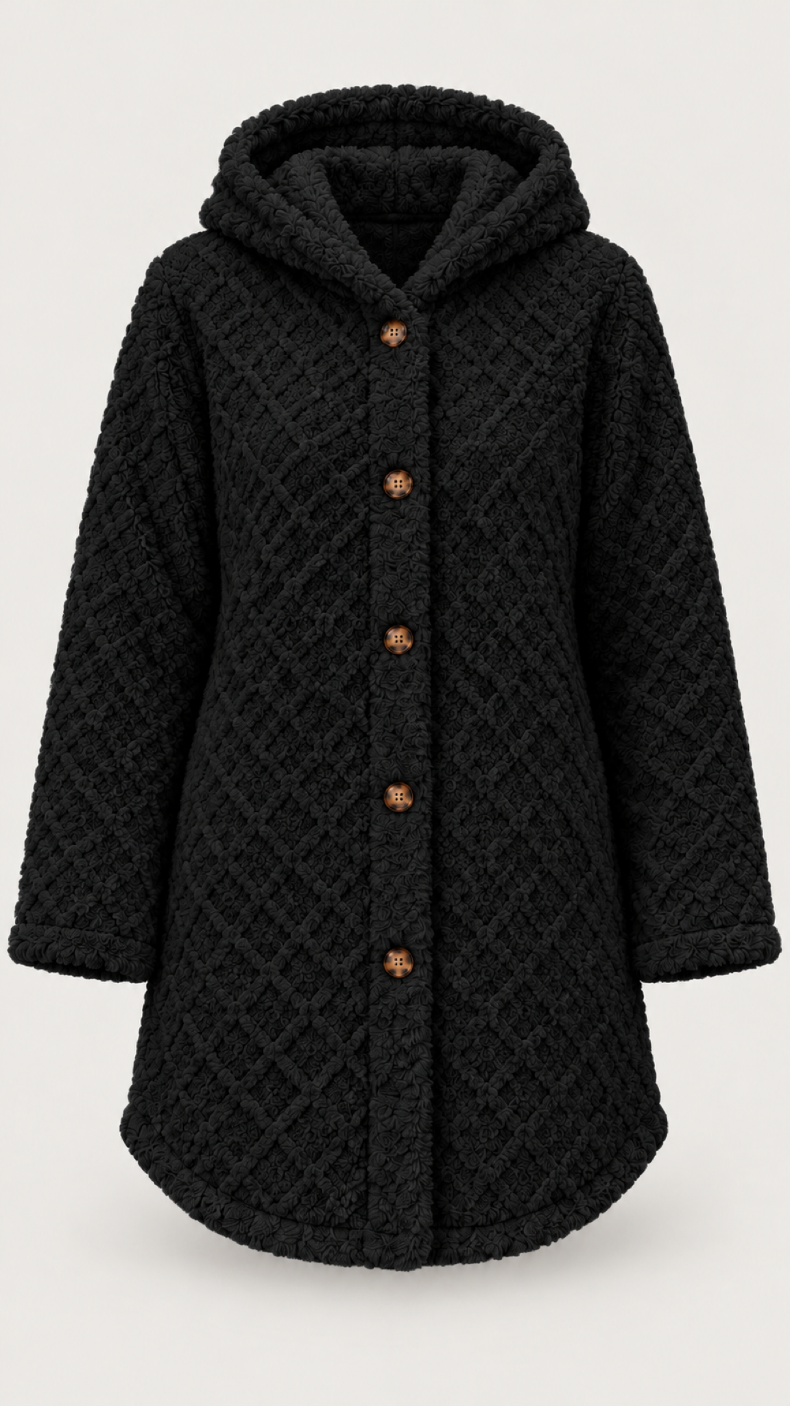 Damen Steppjacke mit Kapuze in Schwarz – Produktansicht