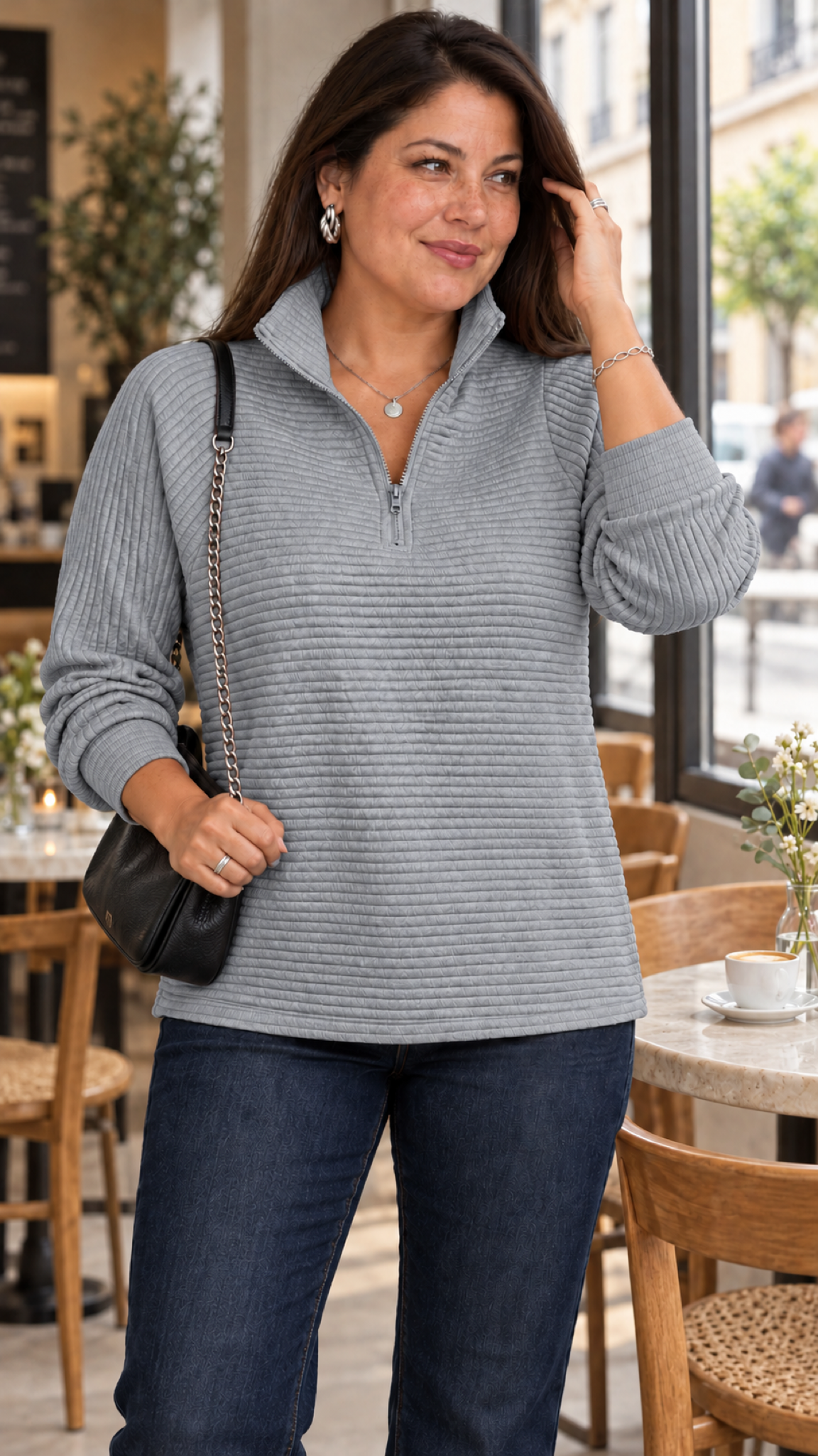 Vilja Pullover in Grau – cafe
