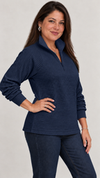 Vilja Pullover in Blau – lateral