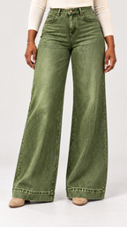 Wide-Leg Jeans in Armeegrün – capa