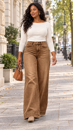 Wide-Leg Jeans in Dunkelbraun – berlim